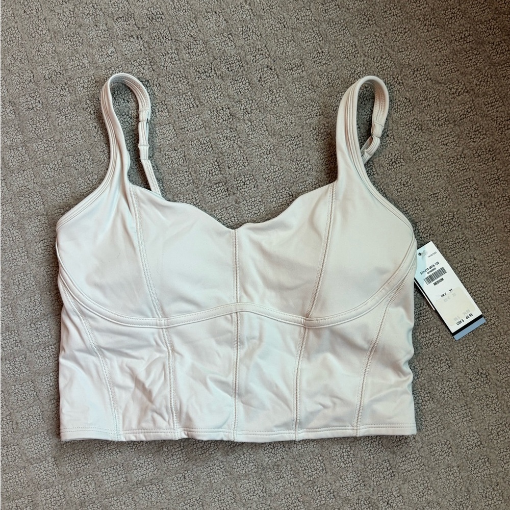 NWT Gilly Hicks Cream Longline Bralette Sports Bra, Size Medium